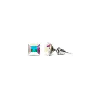 Swanis négyzet bedugós fülbevaló - 6 mm - Crystal AB (színváltó)