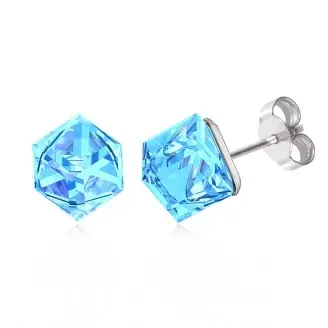 Swanis kocka bedugós fülbevaló - 6,2 mm - Aquamarine