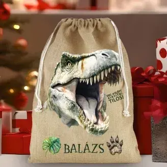 Mikulás zsák - Pamut vászon - Trex dínó