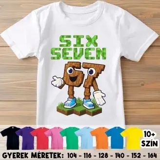 Minecraft stílusú six seven 67 gyerek póló