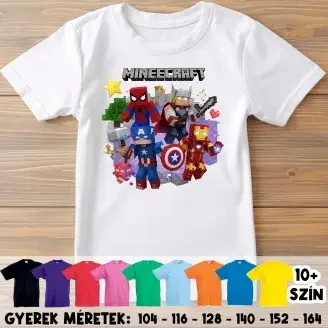 Minecraft szuperhősök gyerek póló