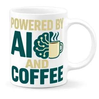 Powered by AI and Coffee bögre