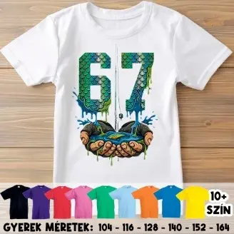 Horgász six seven 67 gyerek póló